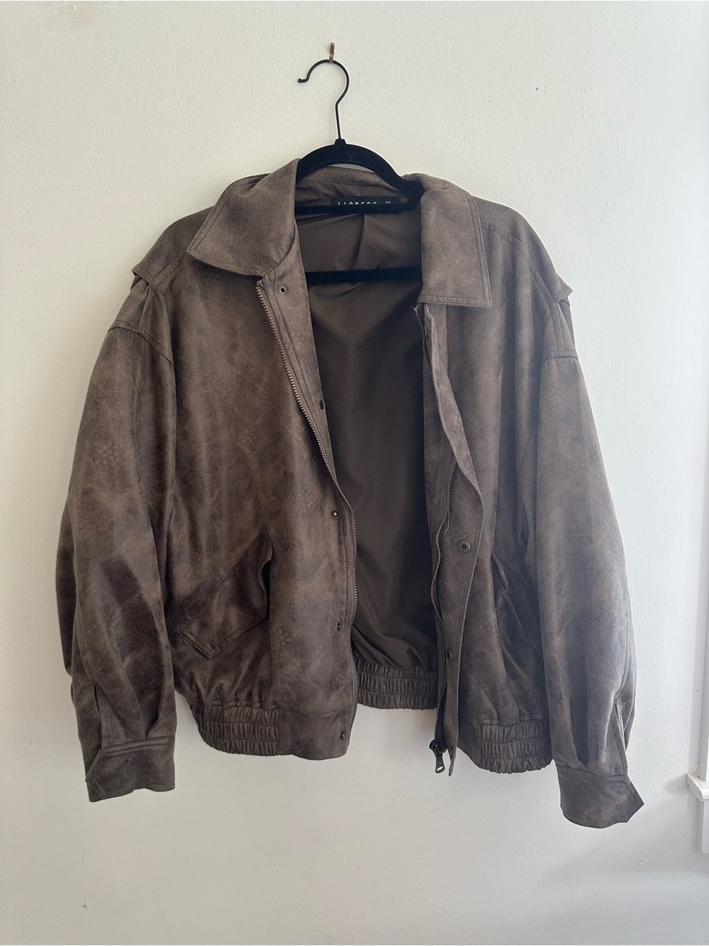Lioness Taupe Suede Bomber Jacket